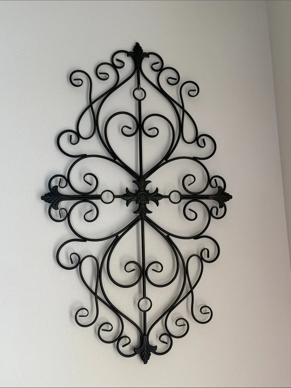 Decorative Black Metal Wall Scroll Accent - Elegant Home Wall Decor